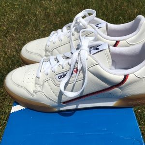 Adidas continental 80 white with gum sole